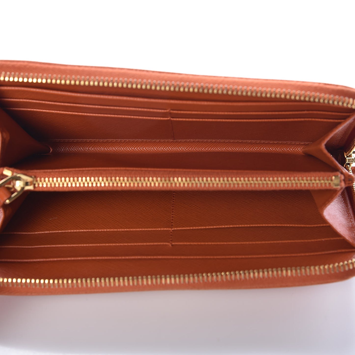 Saffiano Metal Zip Around Wallet Papaya