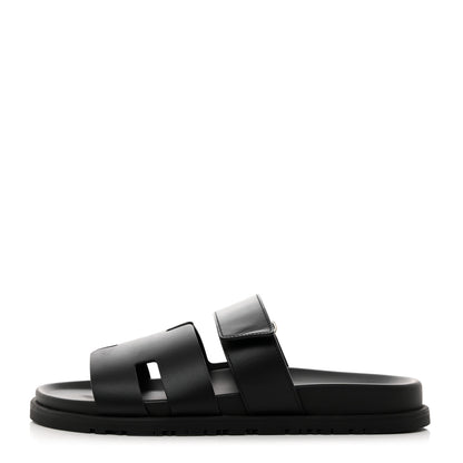 Hermes Calfskin Womens Chypre Sandals 40 Black 1 of 9