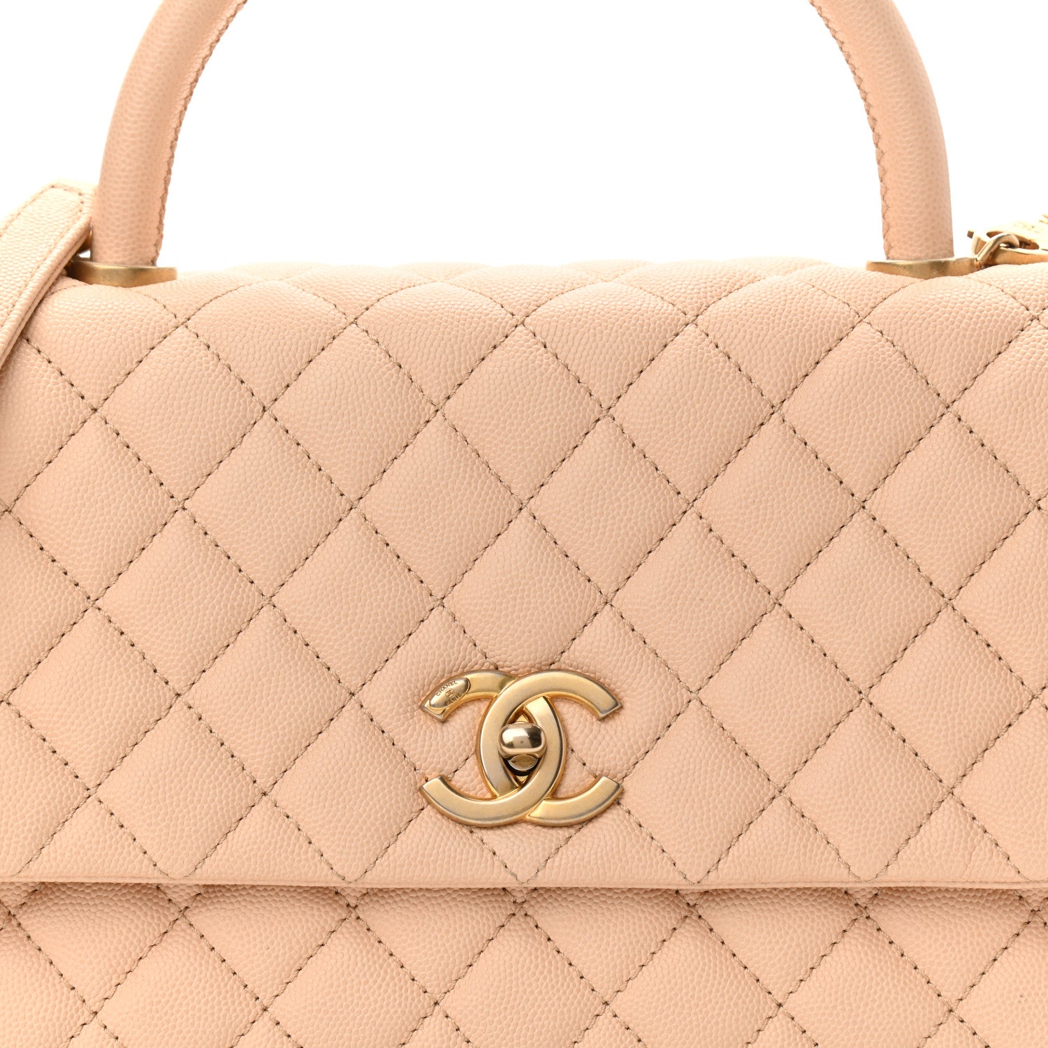 Chanel Caviar Quilted Small Coco Handle Flap Beige 7 of 10