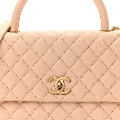 Chanel Caviar Quilted Small Coco Handle Flap Beige 7 of 10