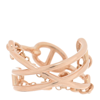 Hermes 18K Rose Gold Diamond MM Chaine d'Ancre Chaos Ring 50 5.25 3 of 5