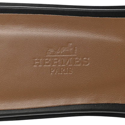 Hermes Box Calfskin Oran Sandals 41.5 Black 7 of 8