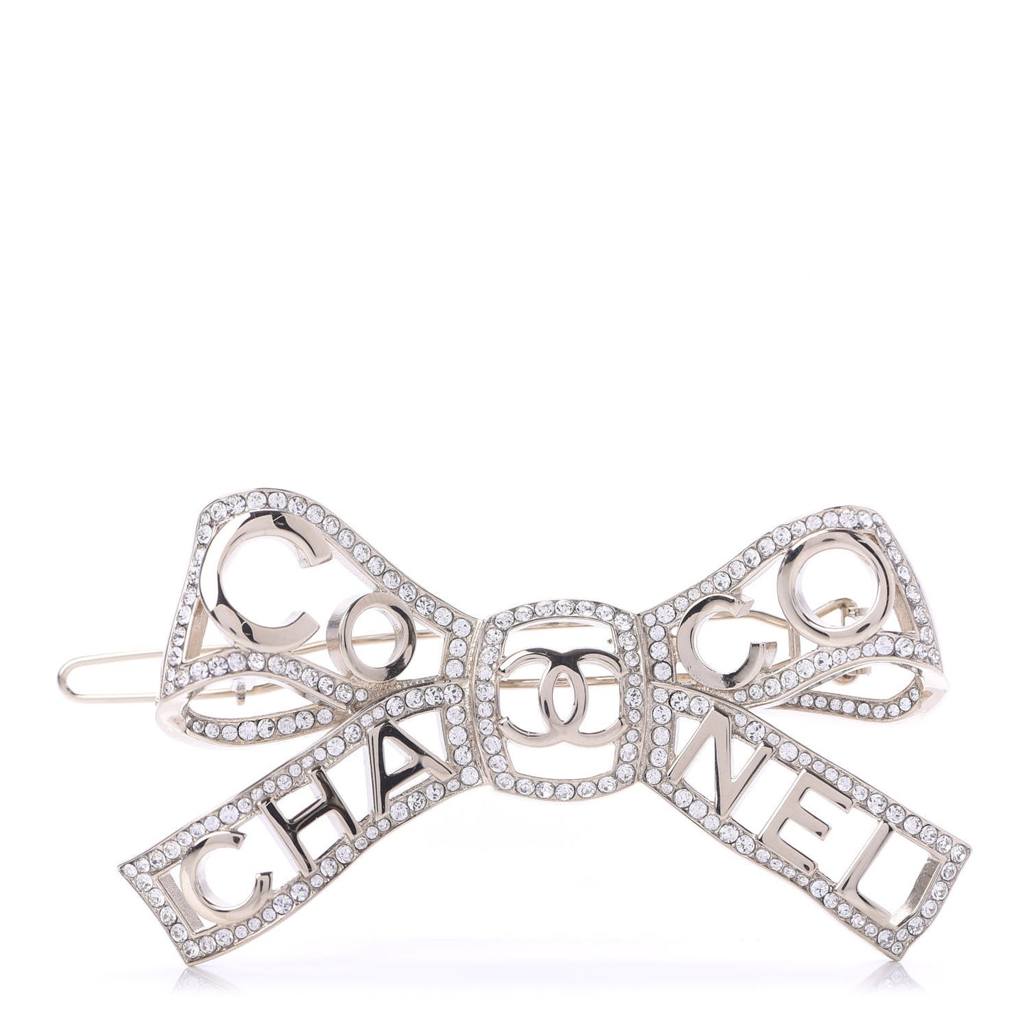 Metal Crystal Bow-tiful CC Hair Clip Gold