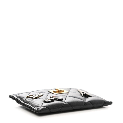 Chanel Aged Calfskin Quilted Lucky Charms Reissue Card Holder Black 4 of 9