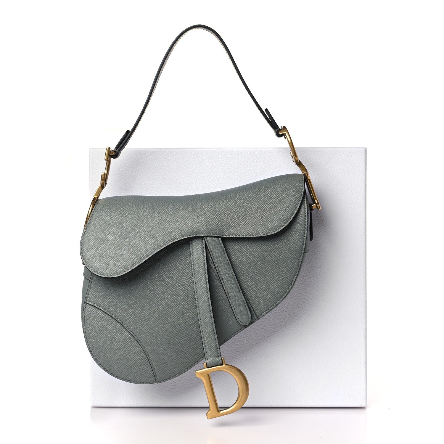 Christian Dior Grained Calfskin Saddle Bag Grey Stone 10 of 10