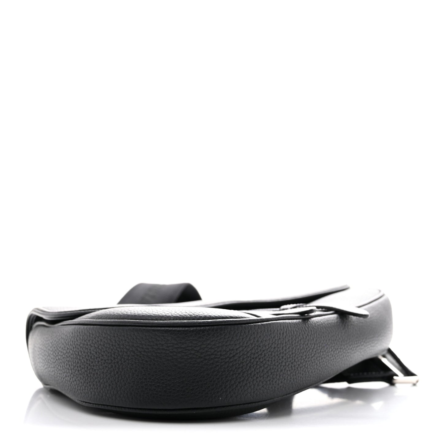 Grained Calfskin Mens Saddle Bag Black