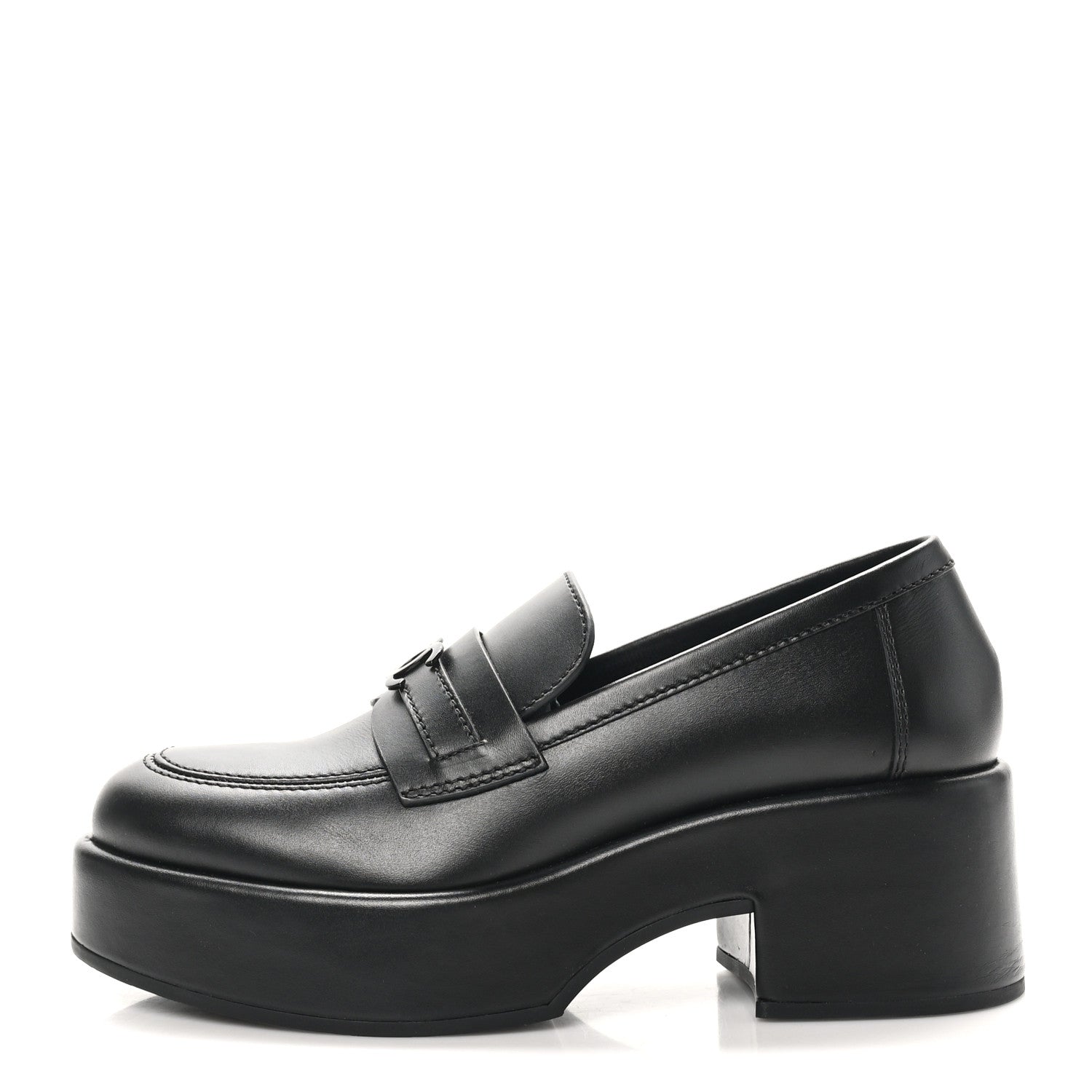 Chanel Calfskin CC Platform Loafers 37 Black 1 of 10