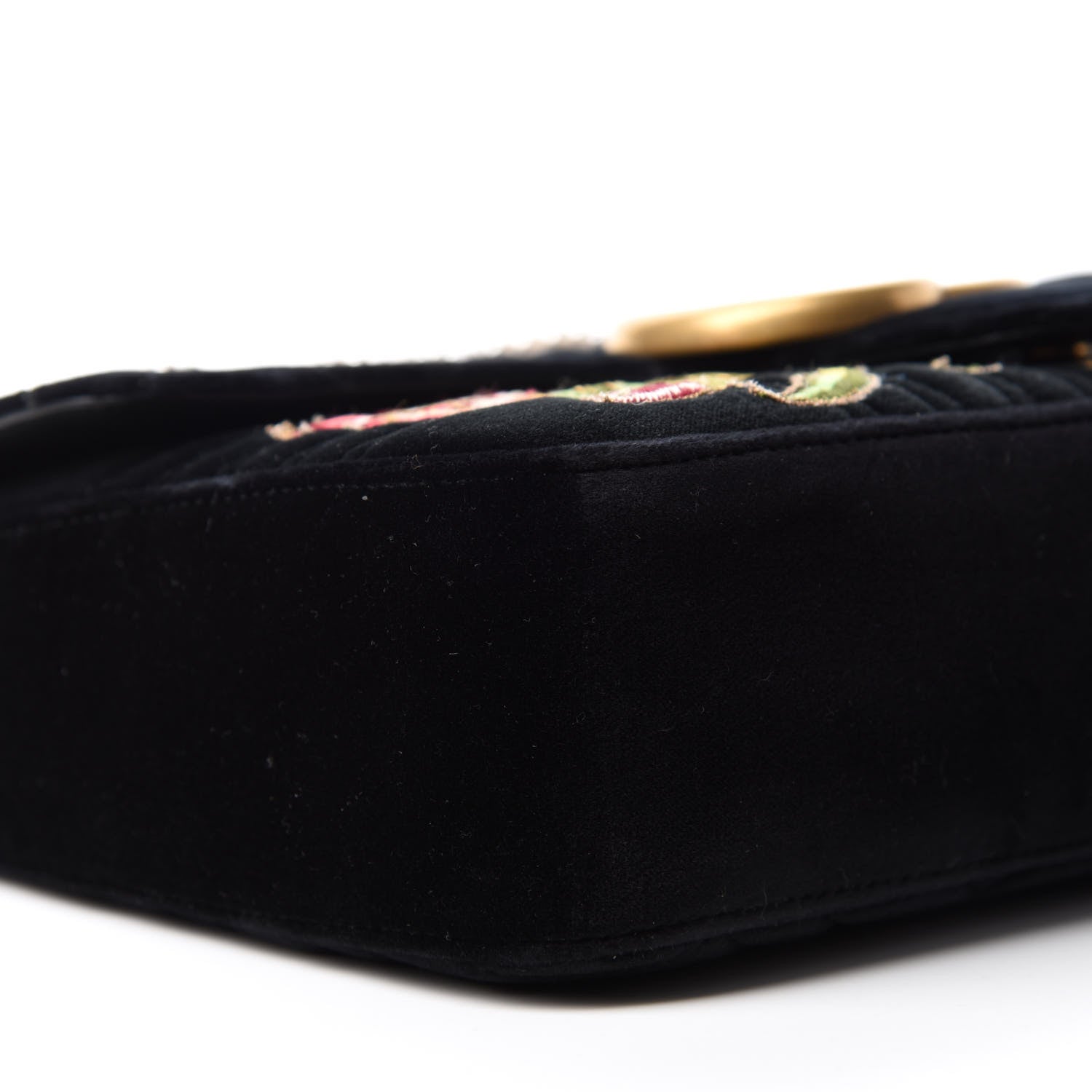 Gucci Velvet Matelasse Loved Embroidered Medium GG Marmont Shoulder Bag Black 6 of 10