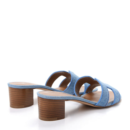 Hermes Denim Oasis Sandals 37.5 Bleu Clair 4 of 11