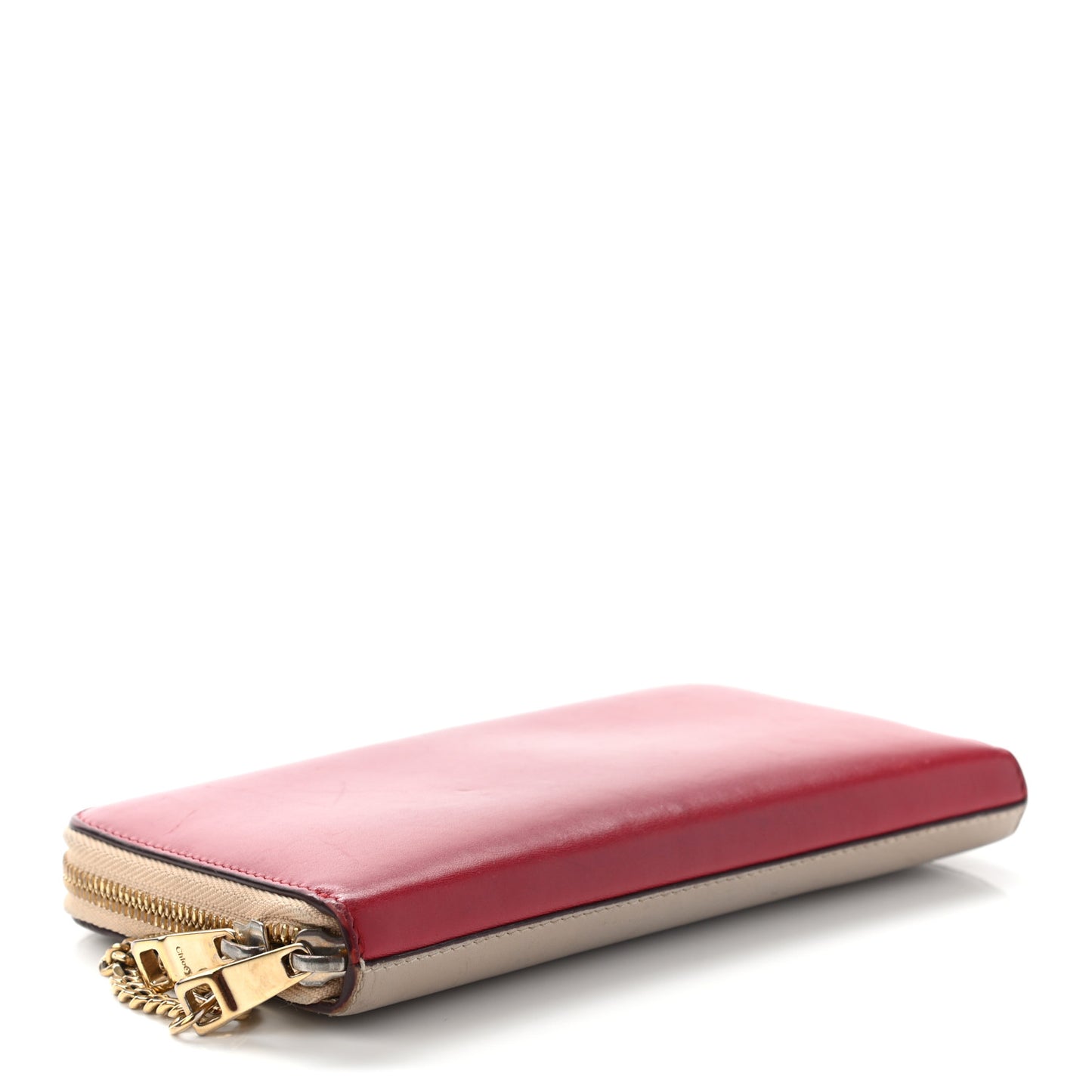 Smooth Calfskin Baylee Long Zip Around Wallet Red Beige