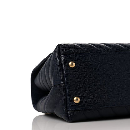 Chanel Caviar Chevron Quilted Small Coco Handle Flap Navy 7 of 8