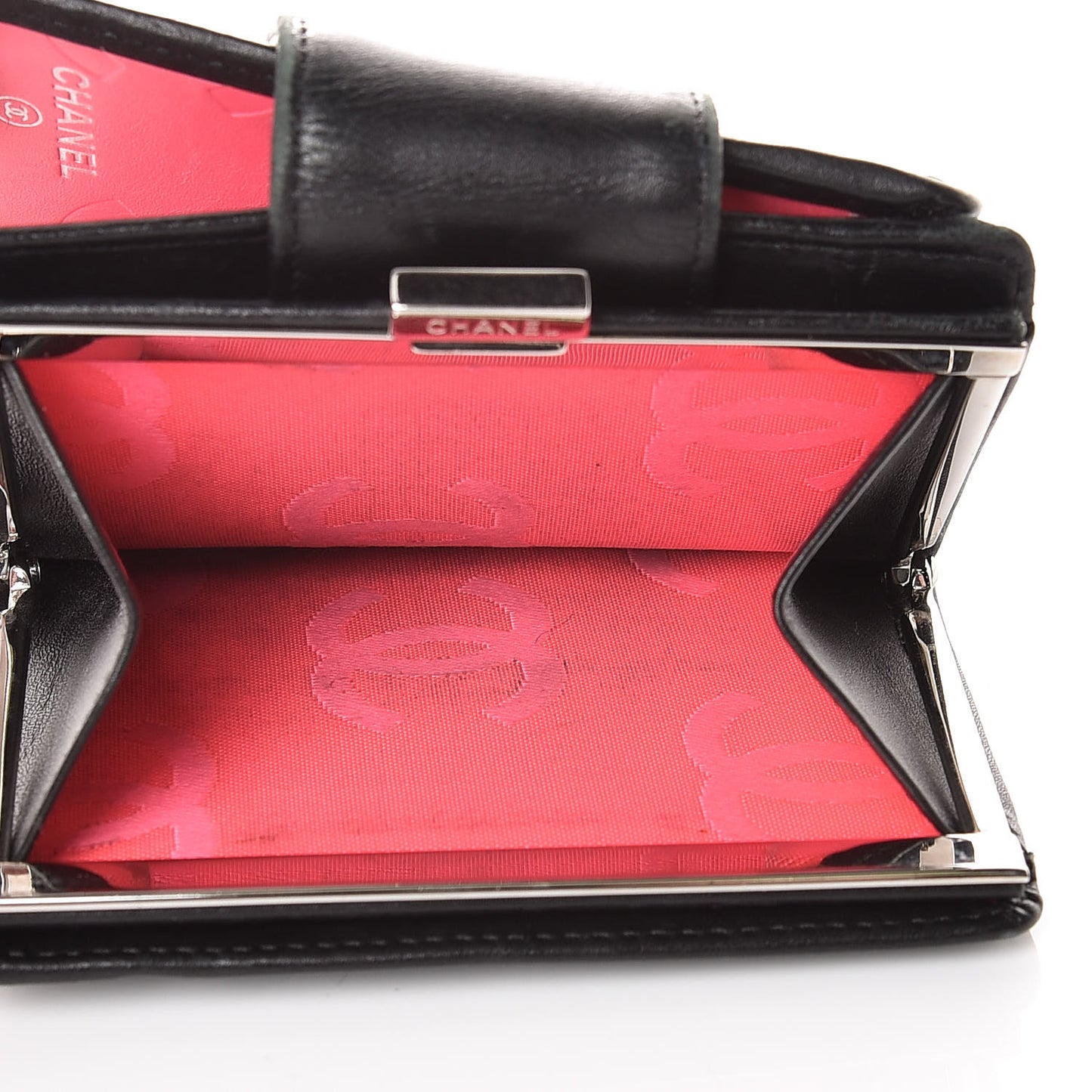 Calfskin Quilted Cambon Bi-Fold Wallet Black