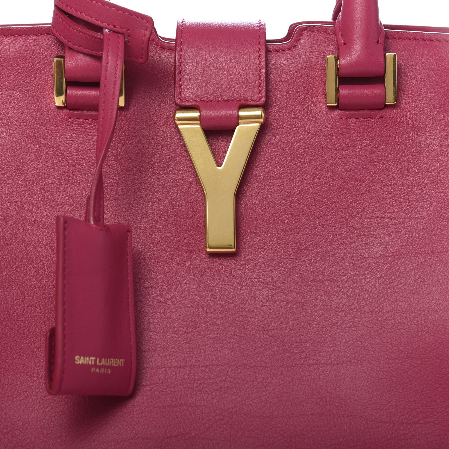 Saint Laurent Calfskin Small Classic Y Cabas Fuchsia 10 of 10