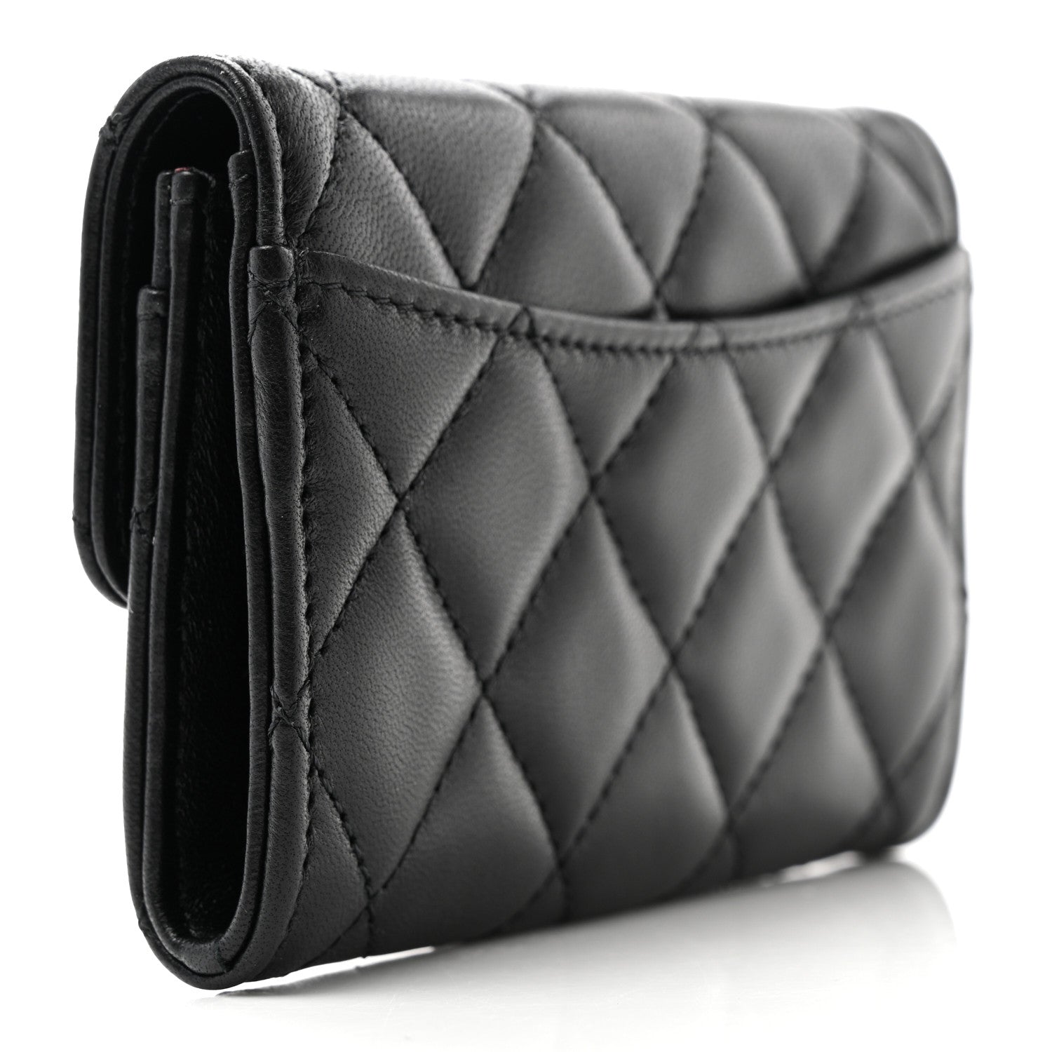 Chanel Lambskin Quilted Flap Card Holder Wallet Black 3 of 9