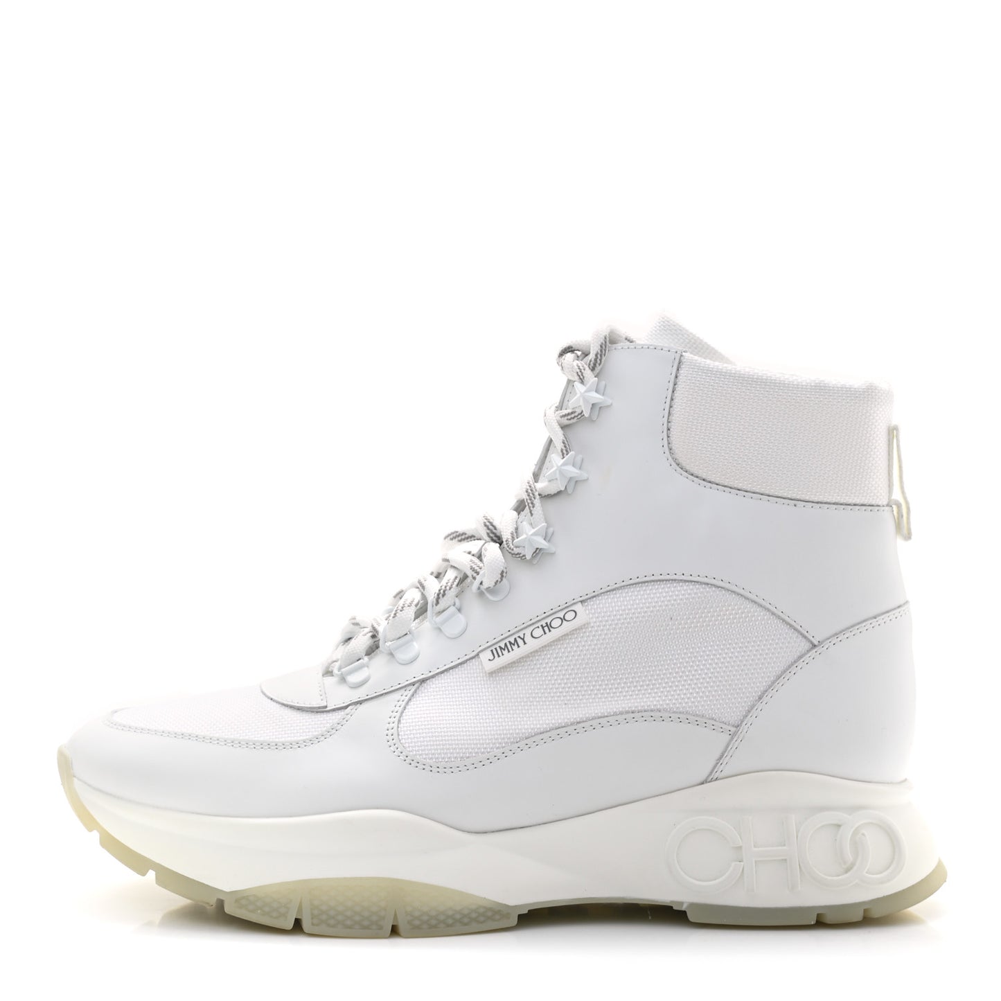 Calfskin Mesh Inca Platform Hiking Boots 43 White