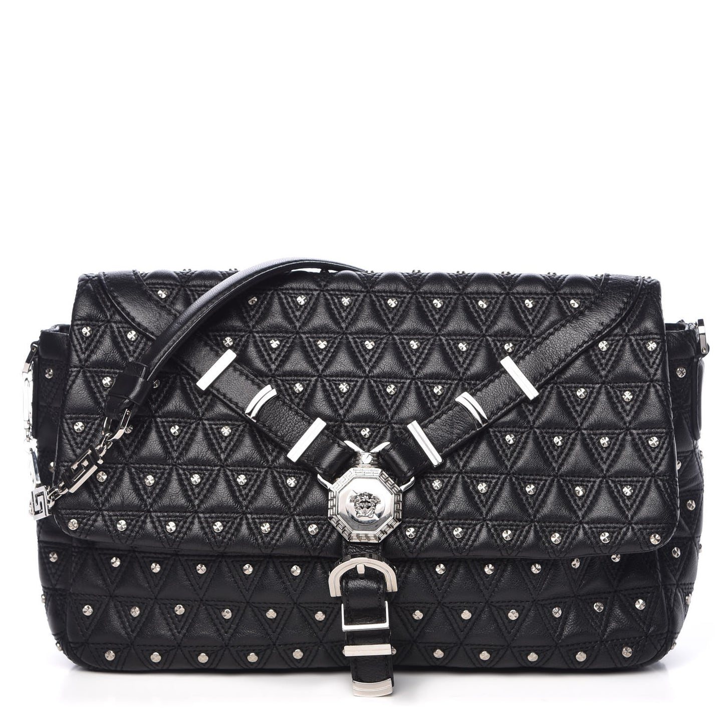 Nappa Studded Vanitas Flap Shoulder Bag Black