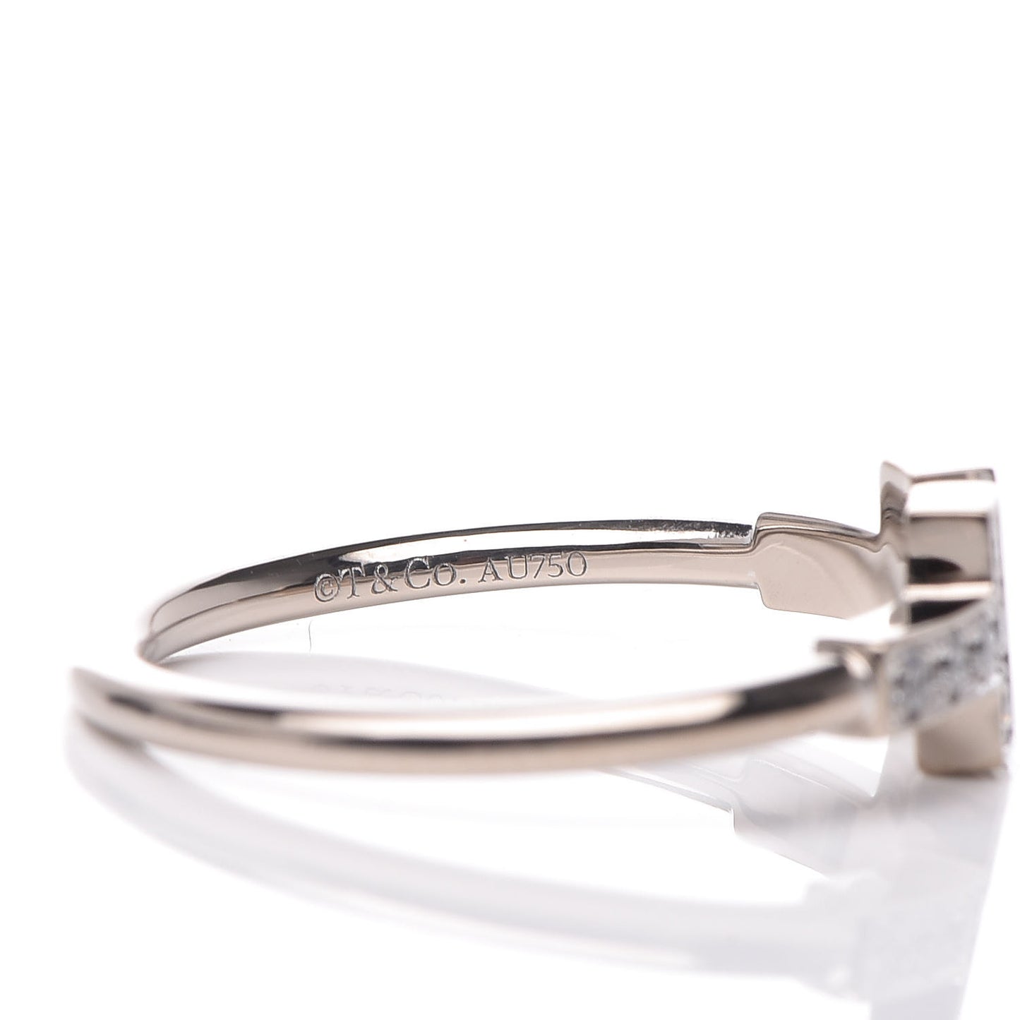 18K White Gold Diamond T Wire Ring 50 5.5