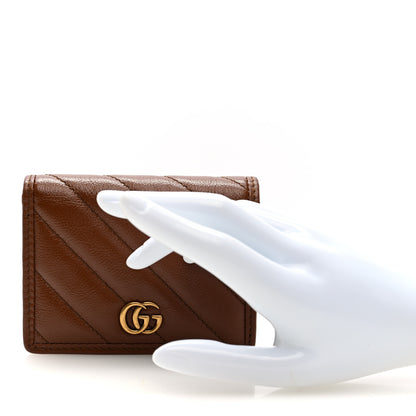 Gucci Azalea Calfskin Matelasse Diagonal GG Marmont Card Case Wallet Cuir 2 of 7