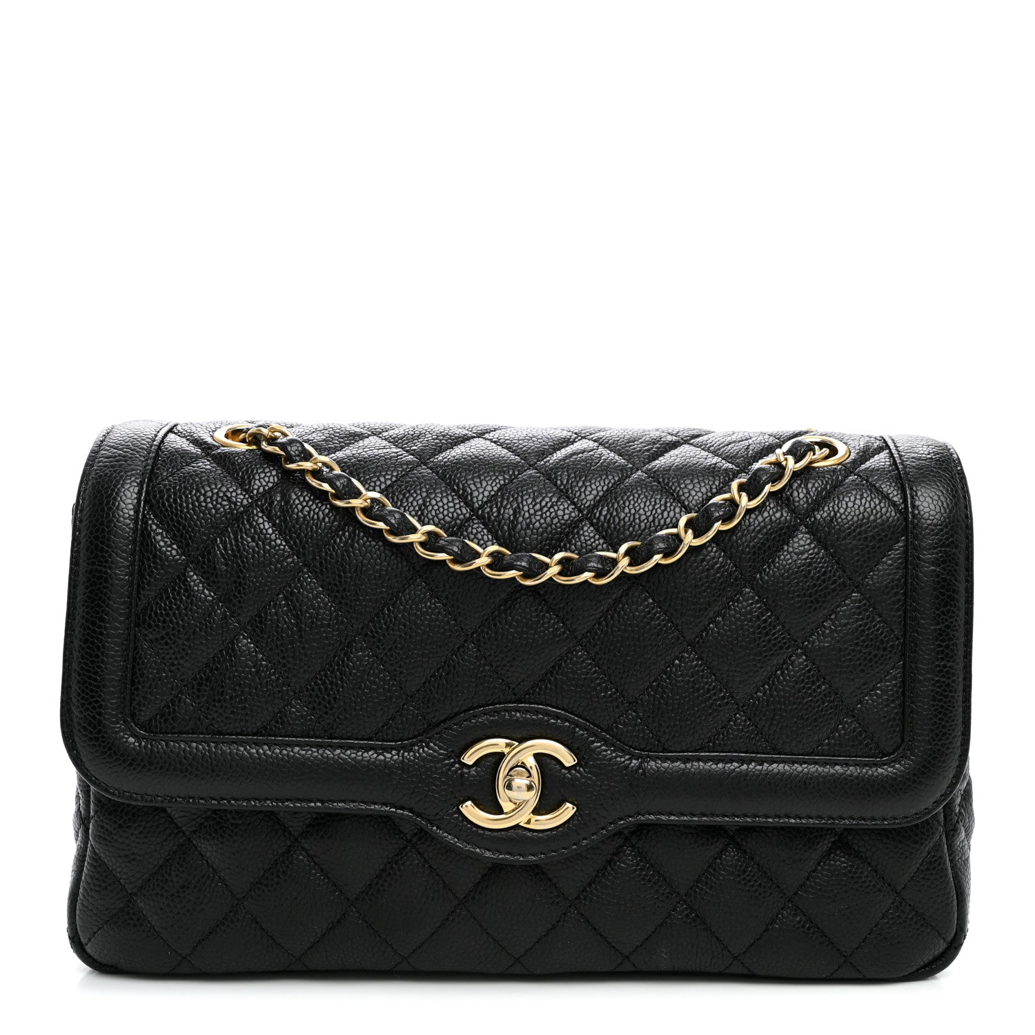 Chanel Crumpled Grained Calfskin Medium Two Tone Flap Black 1 of 10