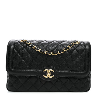 Chanel Crumpled Grained Calfskin Medium Two Tone Flap Black 1 of 10