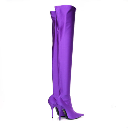 Balenciaga Spandex Pointed Toe Knife Thigh High Boots 38 Violet 4 of 8