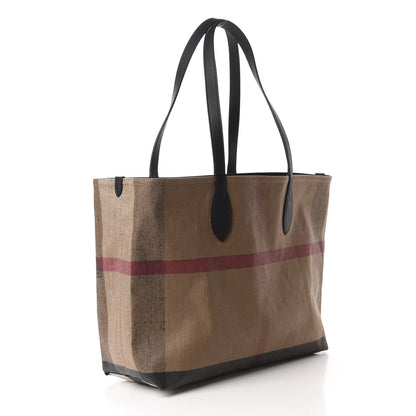 Burberry Coated Canvas Mega Check Medium Doodle Tote Black 3 of 9