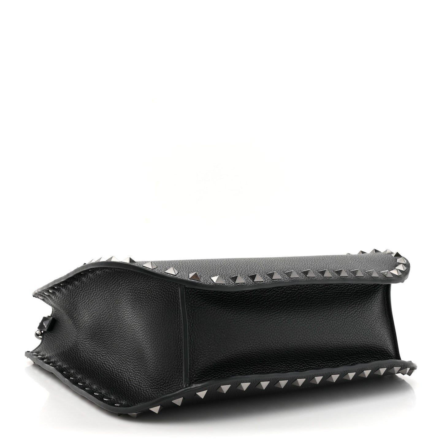 Pebbled Calfskin Rockstud Hobo Black