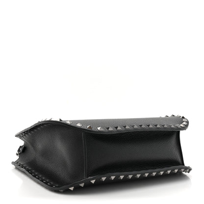Valentino Garavani Pebbled Calfskin Rockstud Hobo Black 4 of 10