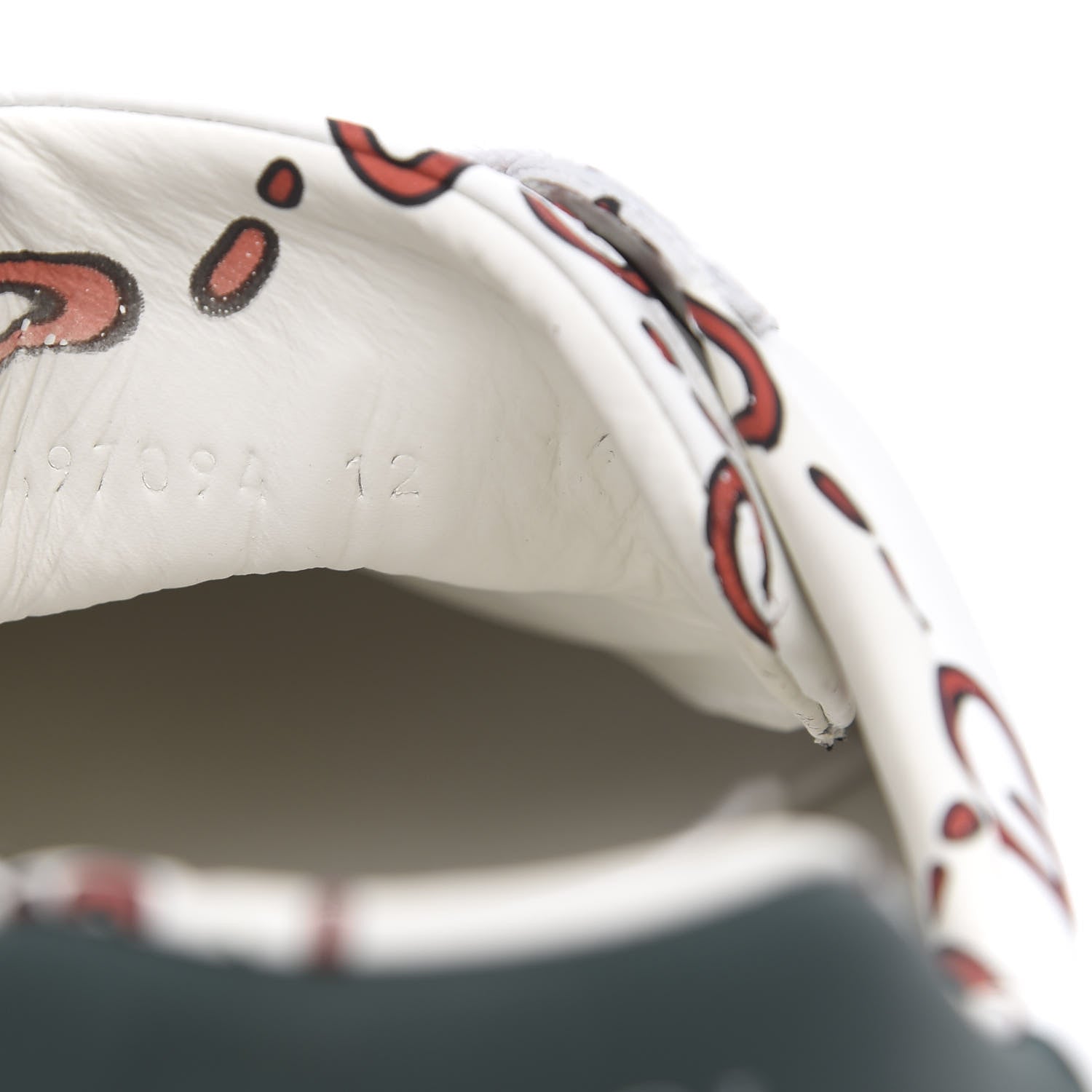 Gucci Calfskin GucciGhost Print Mens Ace Sneakers 12 White Hibiscus Red 9 of 9