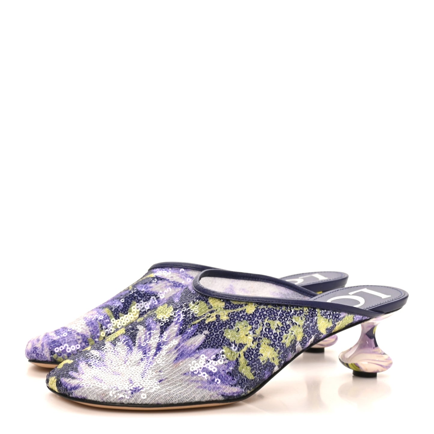 Sequins Floral Toy Mules 36 Purple
