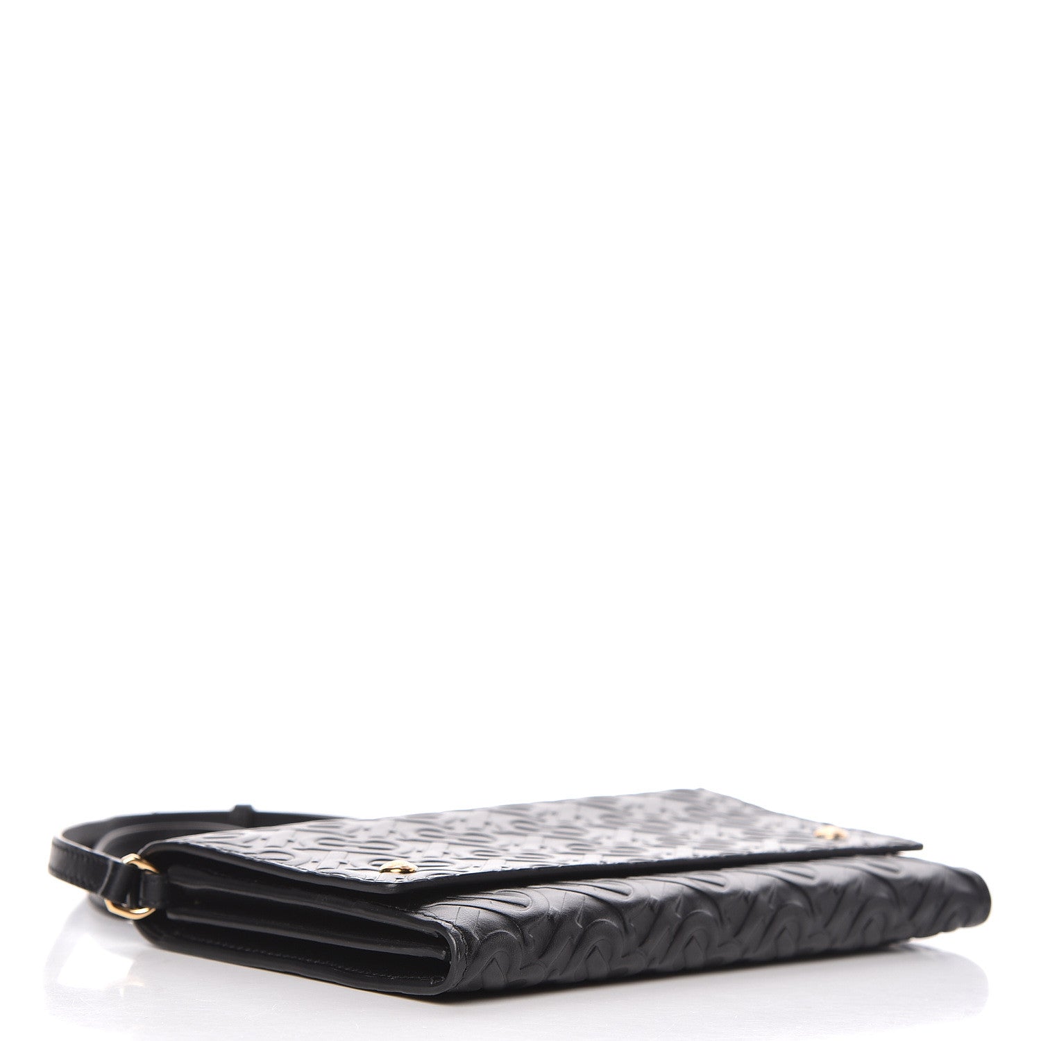 Burberry Calfskin Embossed Monogram Crossbody Black 4 of 9