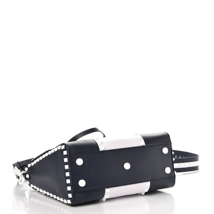 Valentino Garavani Vitello Colorblock Free Rockstud Top Handle Shoulder Bag Marine White 5 of 8