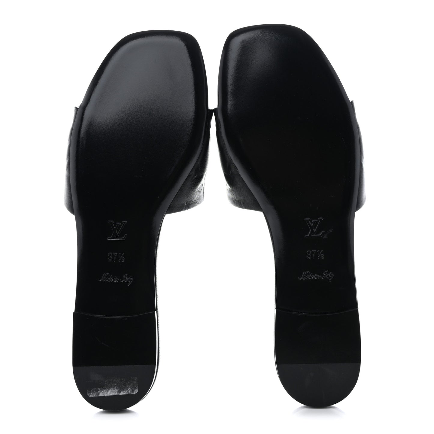 Lambskin Embossed Monogram Revival Flat Mules 37.5 Black