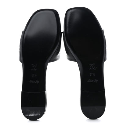 Louis Vuitton Lambskin Embossed Monogram Revival Flat Mules 37.5 Black 5 of 9