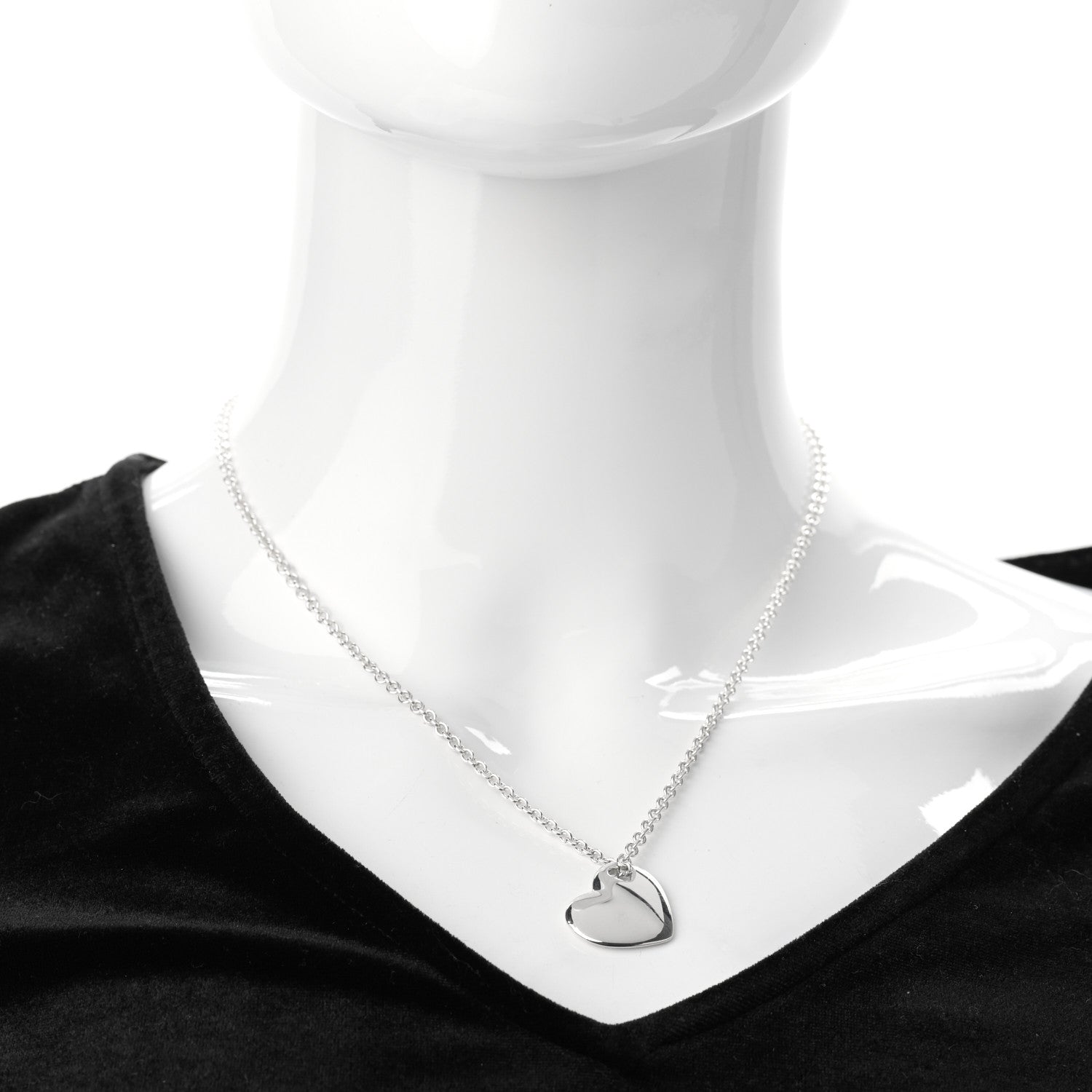 Tiffany Sterling Silver Puffed Heart Pendant Necklace 2 of 6
