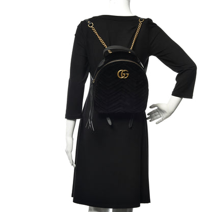Gucci Velvet Matelasse GG Marmont Dome Backpack Black 2 of 10