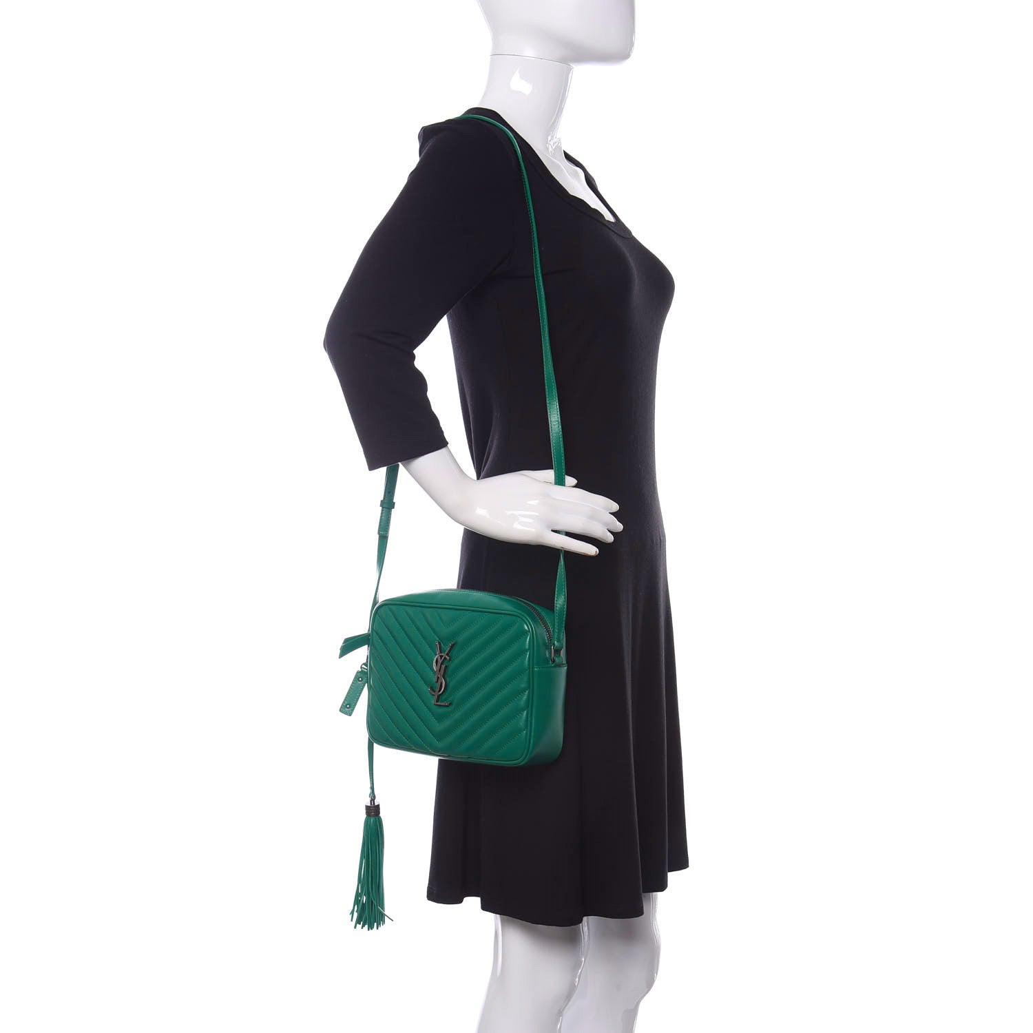 Saint Laurent Calfskin Matelasse Monogram Lou Camera Bag Green 2 of 10