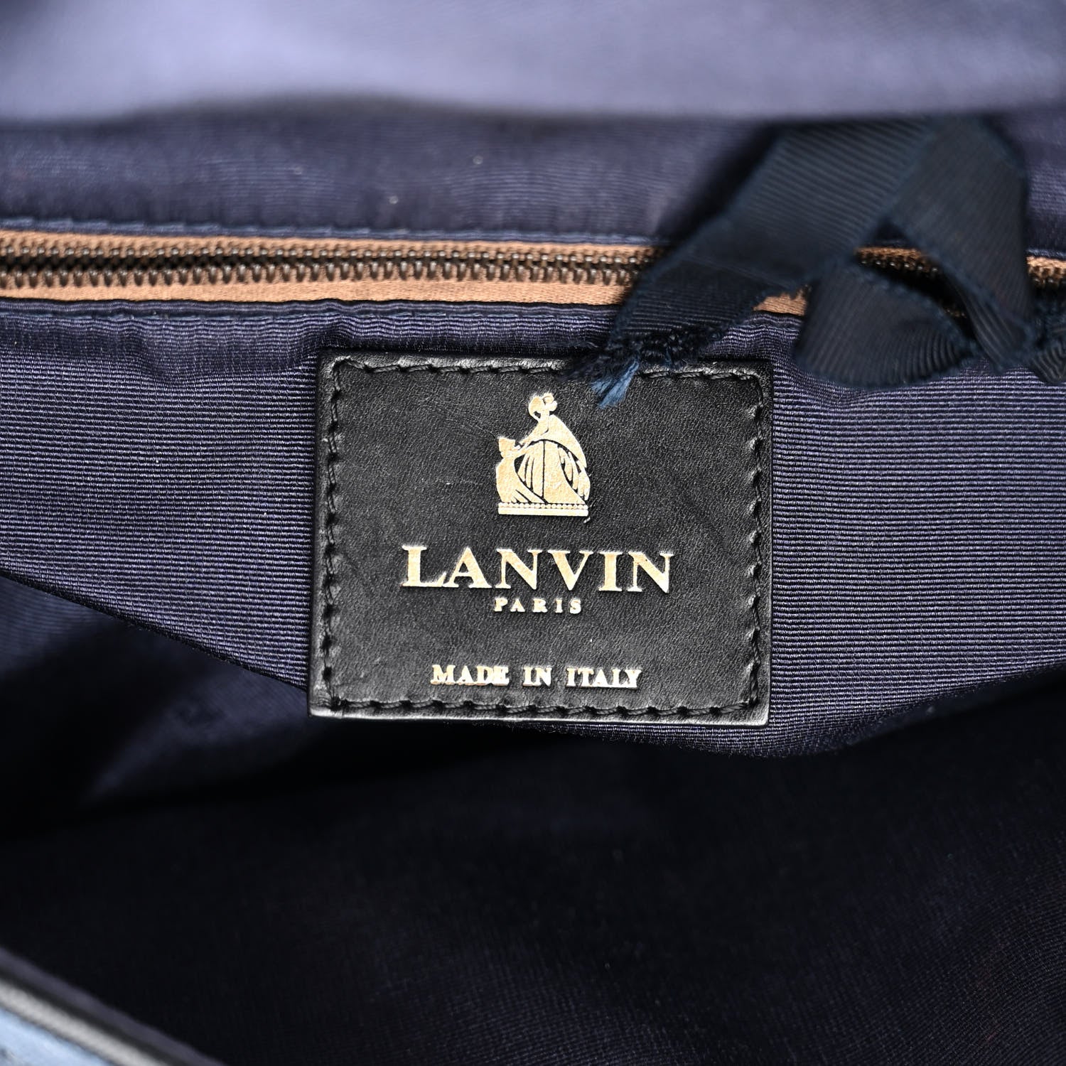 Lanvin Canvas Pleated Happy Square Shoulder Bag Blue Black 6 of 10
