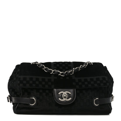 Chanel Velvet Checkered Flap Bag Black 1 of 10