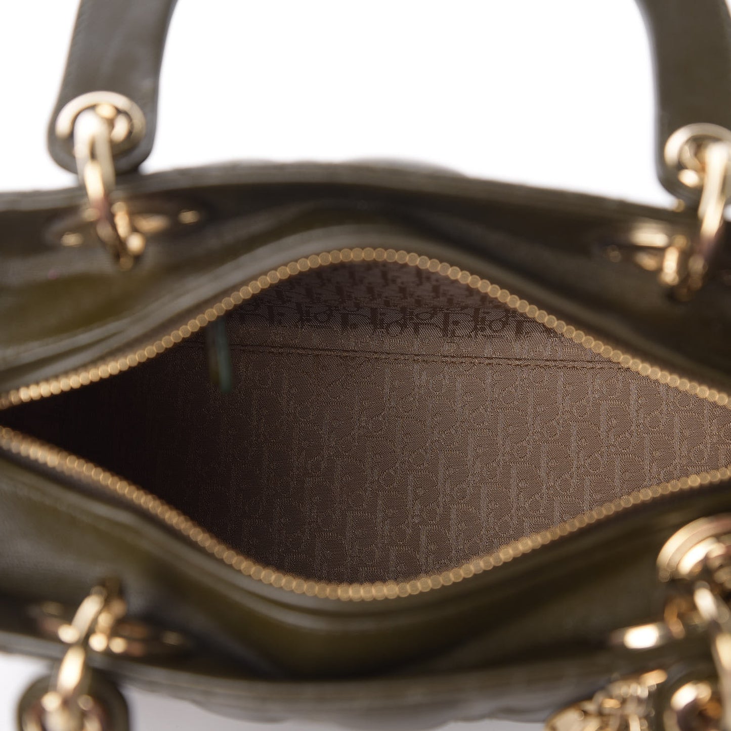 Lambskin Cannage Medium Lady Dior Olive Green