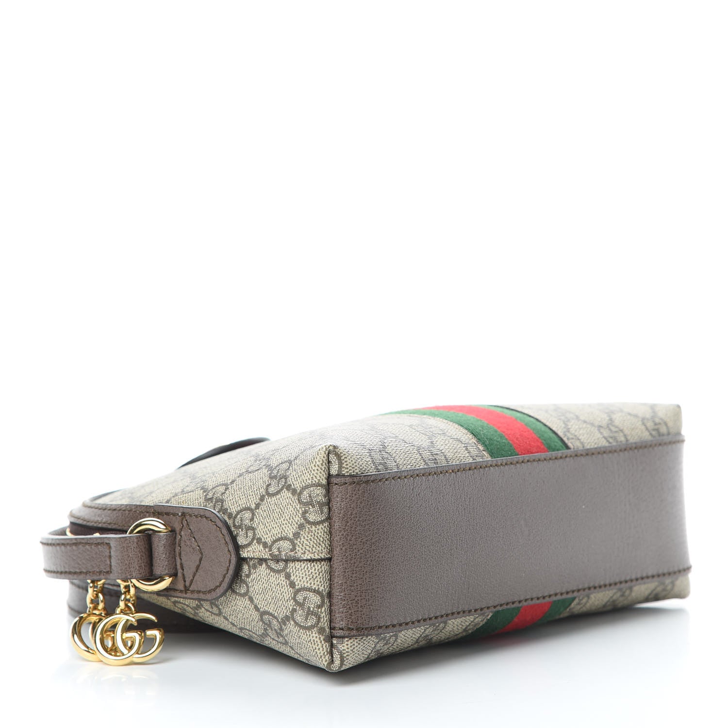 Gucci GG Supreme Monogram Textured Dollar Calfskin Web Small Ophidia Dome Shoulder Bag Beige Ebony New Acero 4 of 10