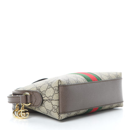 Gucci GG Supreme Monogram Textured Dollar Calfskin Web Small Ophidia Dome Shoulder Bag Beige Ebony New Acero 4 of 10