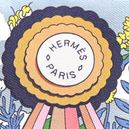 Hermes Silk Pony Pit Stop Twilly Bleu Vert Rose 3 of 4
