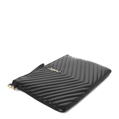 Saint Laurent Calfskin Matelasse Monogram Cassandre Tablet Pouch Black 4 of 8