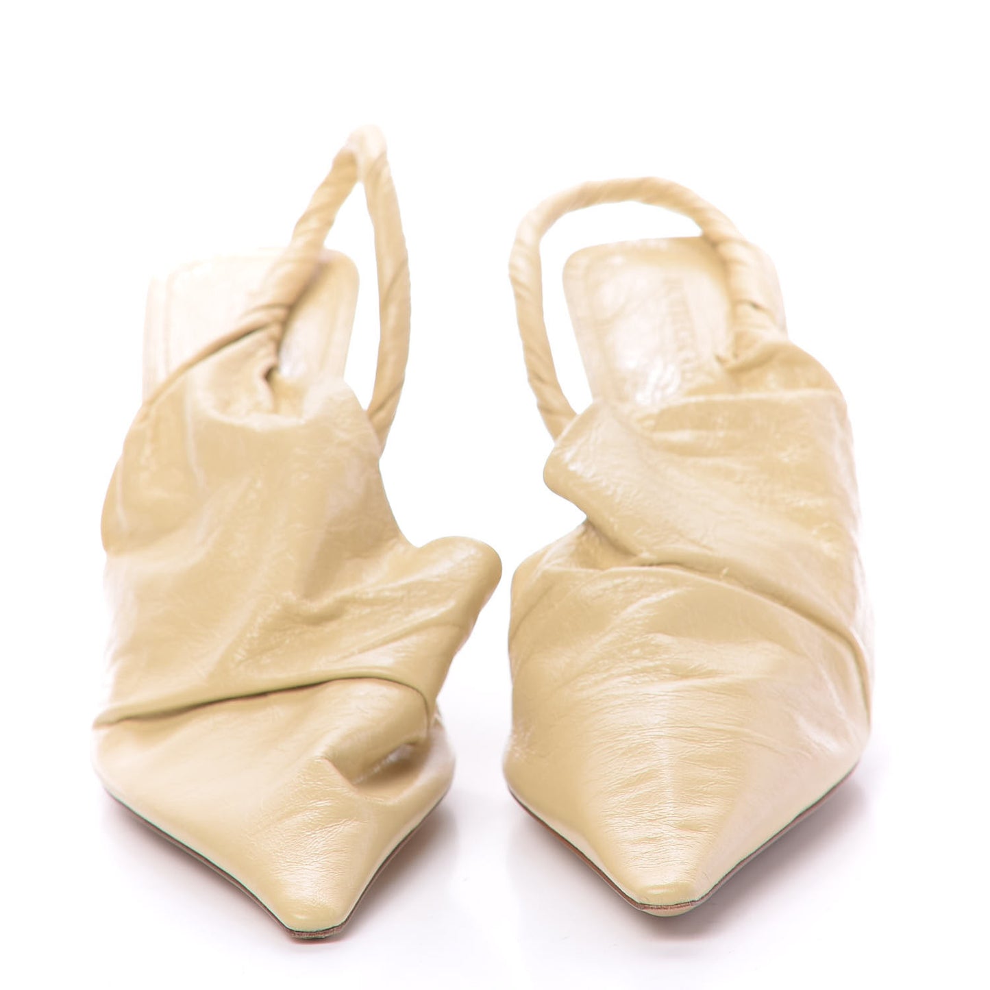 Shiny Light Nappa BV Point Slingback Pumps 41 Butter