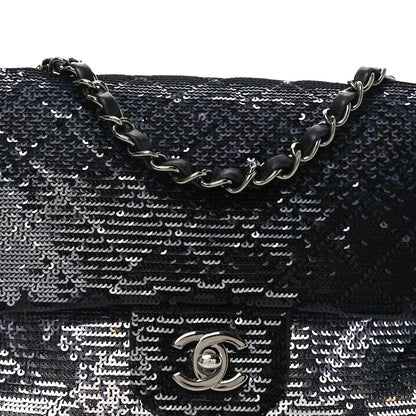 Chanel Sequin Quilted Small Single Flap Black Silver 8 of 10