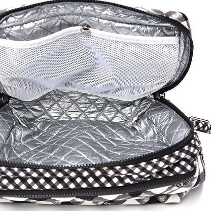 Chanel Canvas Gingham Printed CC Lunch Box Bag Black White 4 of 10