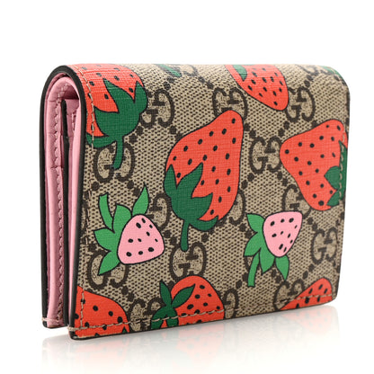 Gucci GG Supreme Monogram Strawberry Card Case 3 of 8
