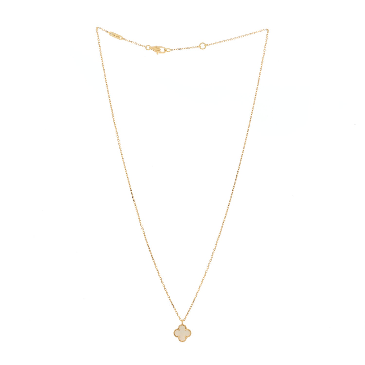Van Cleef & Arpels 18K Yellow Gold Mother of Pearl Sweet Alhambra Pendant Necklace 2 of 6