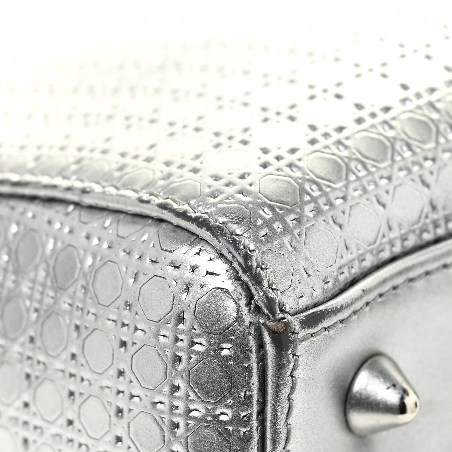 Christian Dior Metallic Patent Micro-Cannage Medium Lady Dior Silver 13 of 20